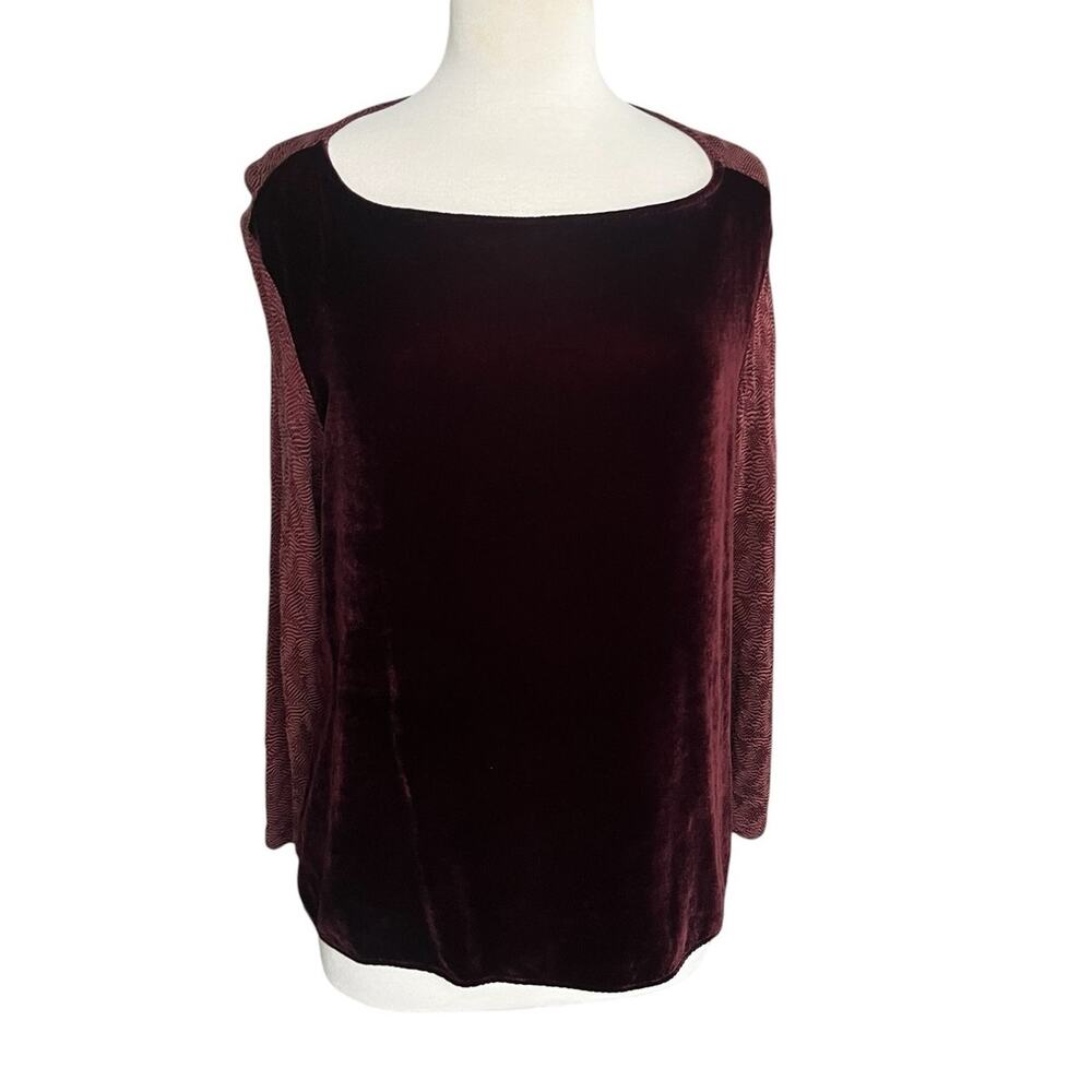 Cut Loose Top Velvet Textured Long Sleeves Boho Rust Vamp Whimsigoth Medium